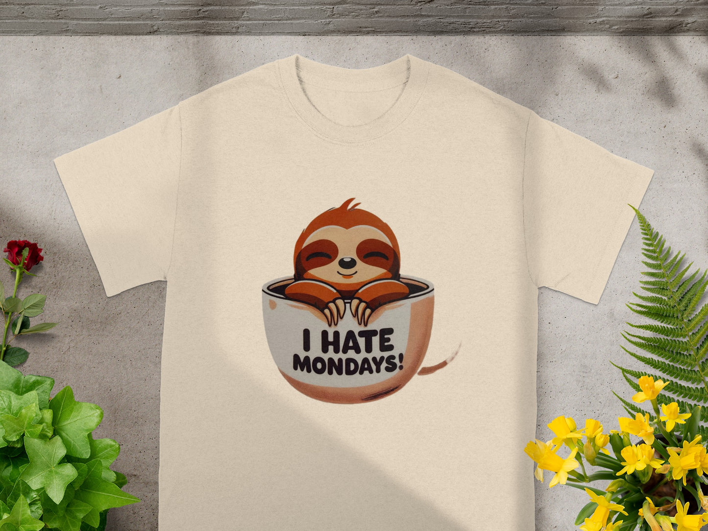 I Hate Mondays Cute Sloth in a Cup T-Shirt