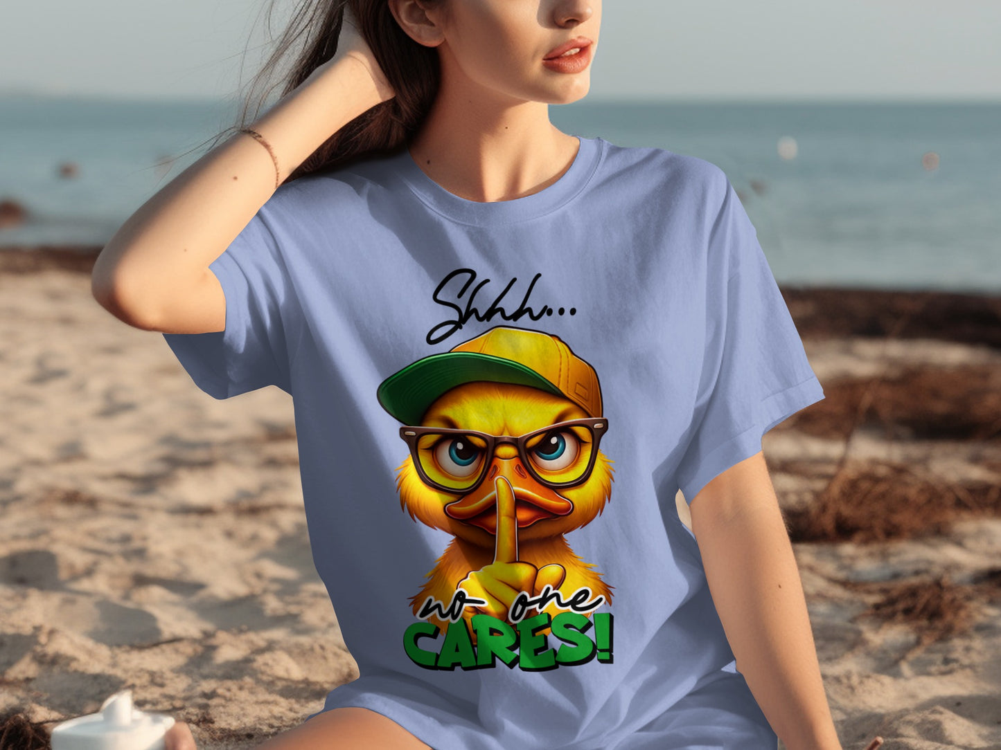 Shhh No One Cares Duck Wearing Glasses Funny Shirt