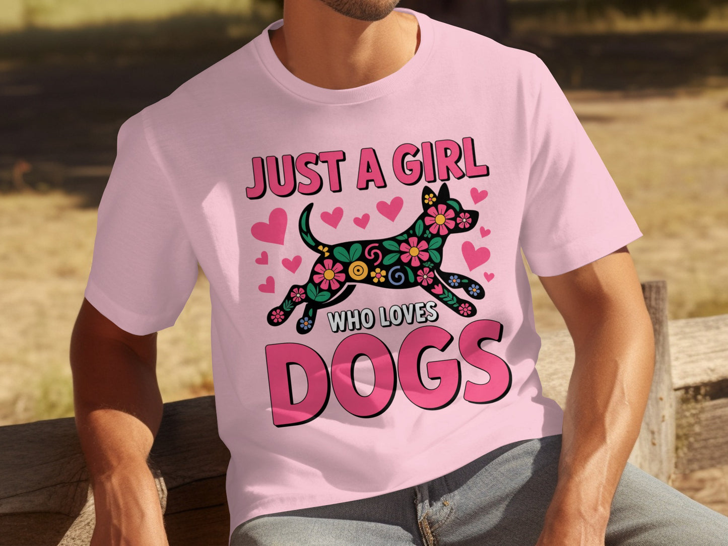 Just A Girl Who Loves Dogs Colorful Dog Hearts Shirt