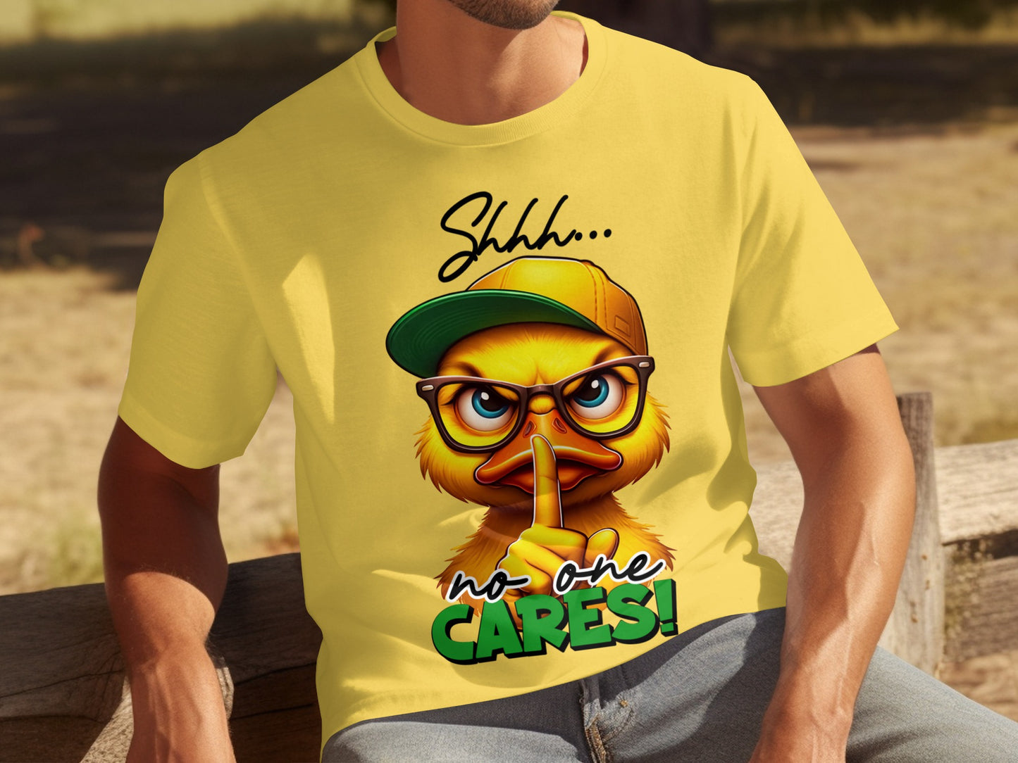 Shhhh No One Cares Funny Duck Illustration T-shirt
