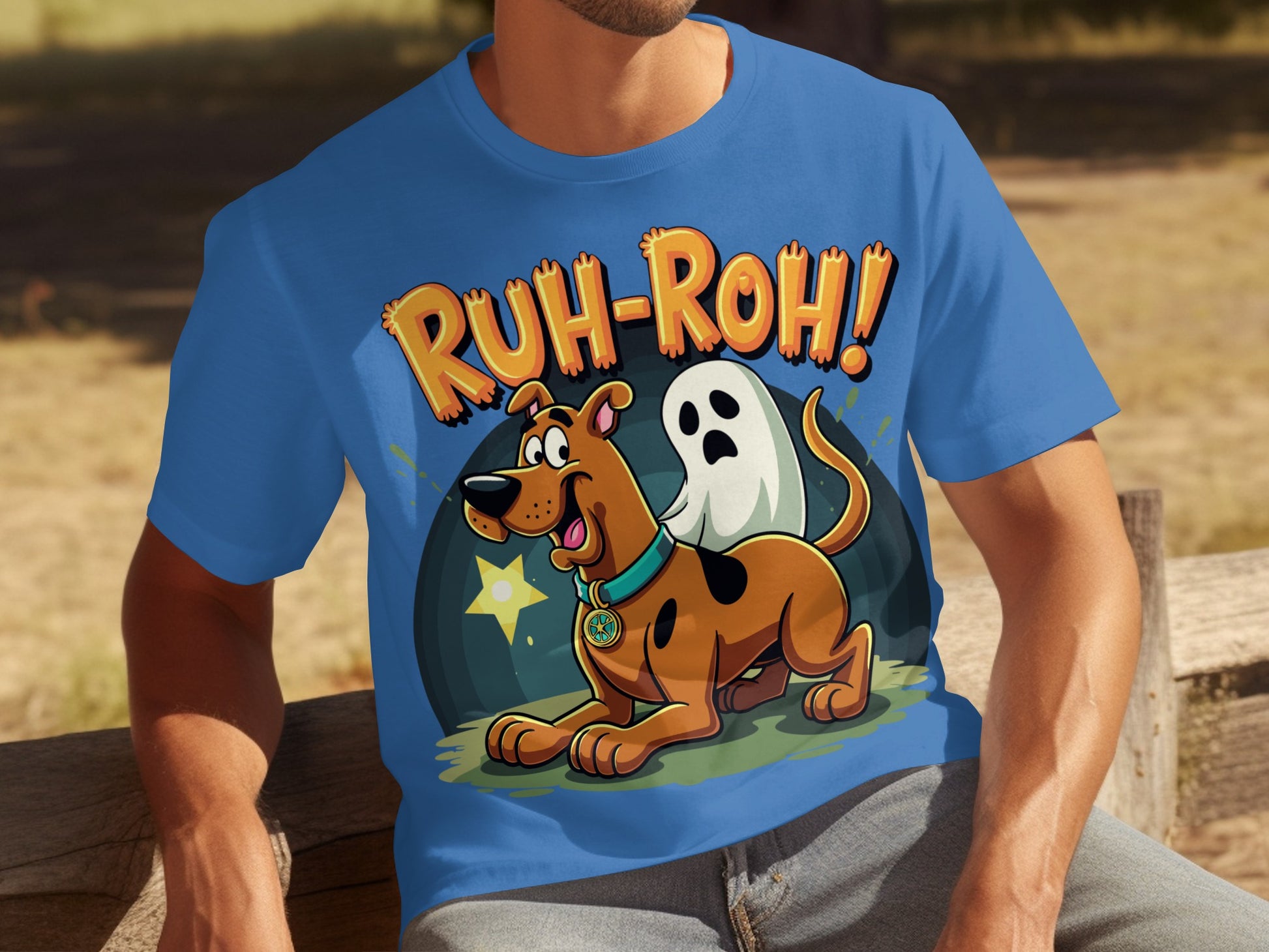 Ruh-Roh Cartoon Dog and Ghost Graphic Tee