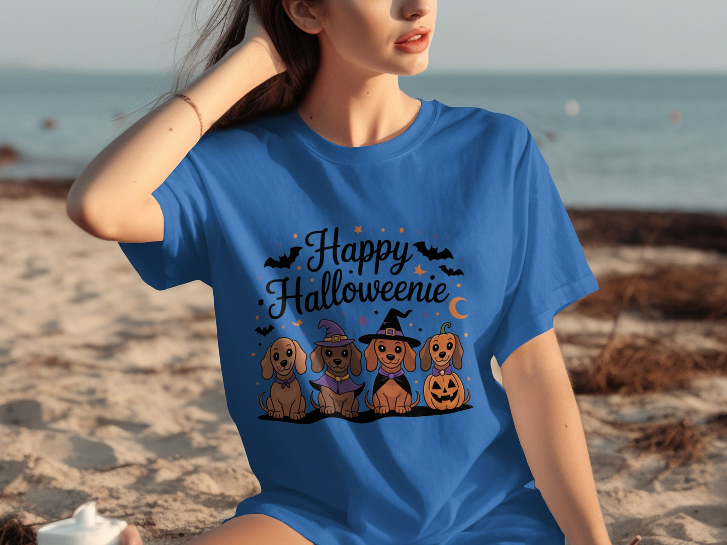 Cute Happy Halloweenie Dachshund Graphic T-shirt