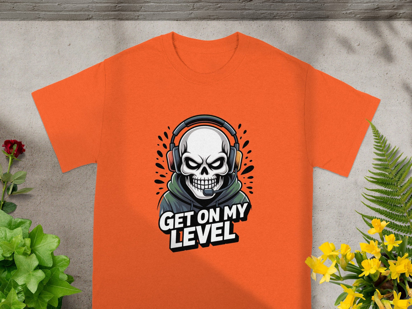 Get On My Level Skull Headphones Graphic T-Shirt