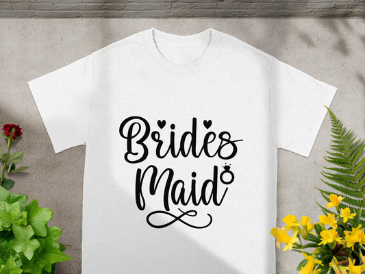 Stylish Brides Maid Typography Design T-shirt Product