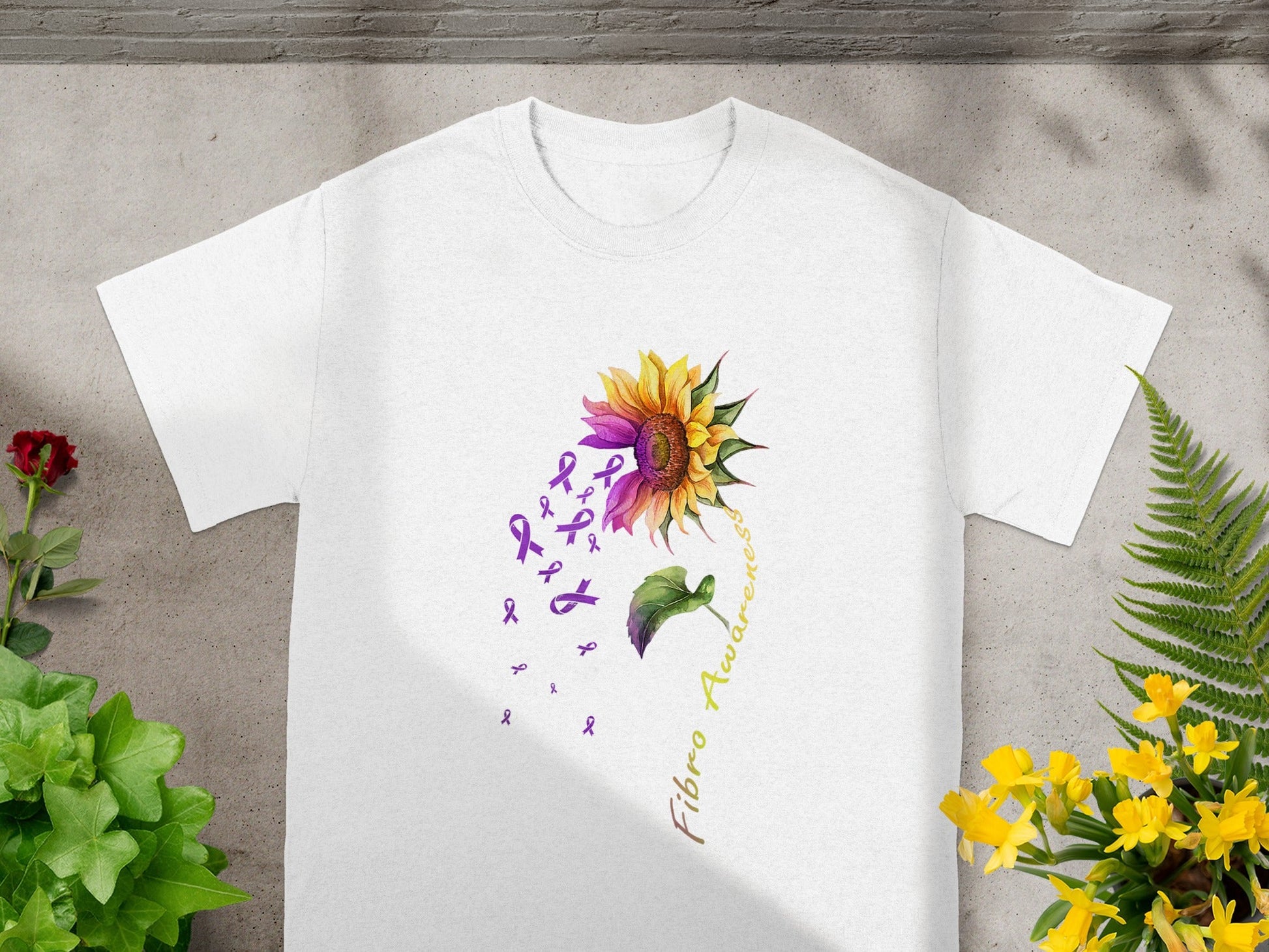 Fibro Awareness Sunflower Design T-Shirt