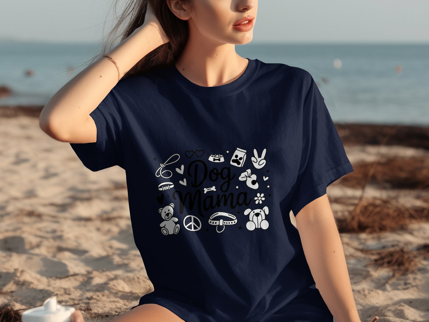 Dog Mama Graphic Tee with Cute Illustrations Shirt