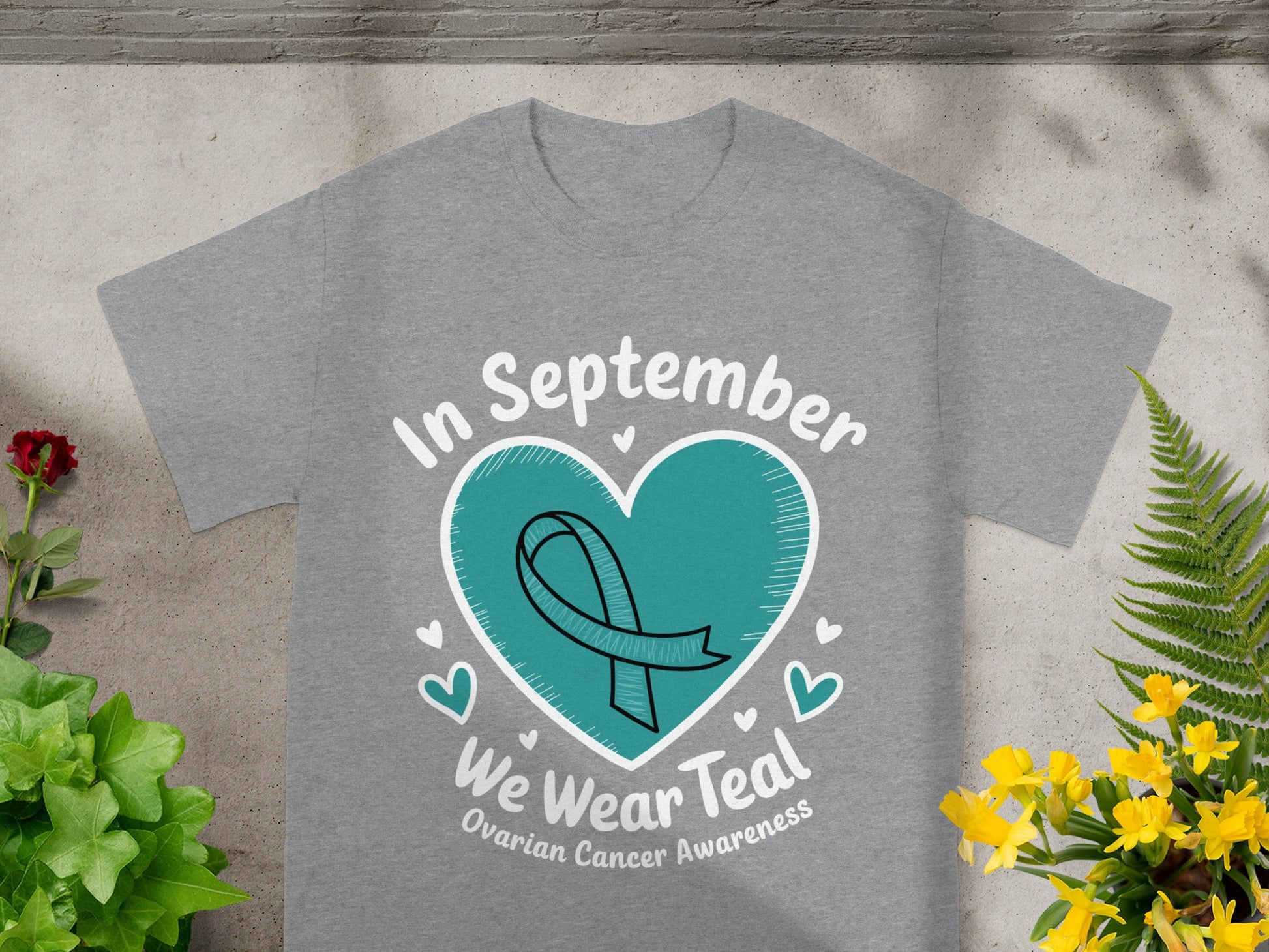 In September We Wear Teal Ovarian Cancer Awareness T-shirt