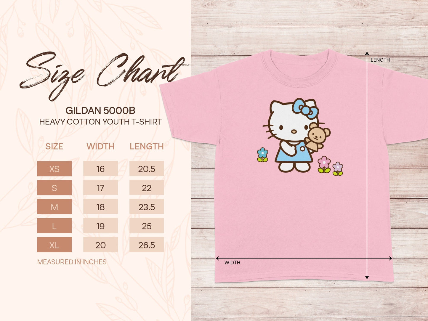 Gildan 5000B Youth T-Shirt Hello Kitty Size Chart Product Type