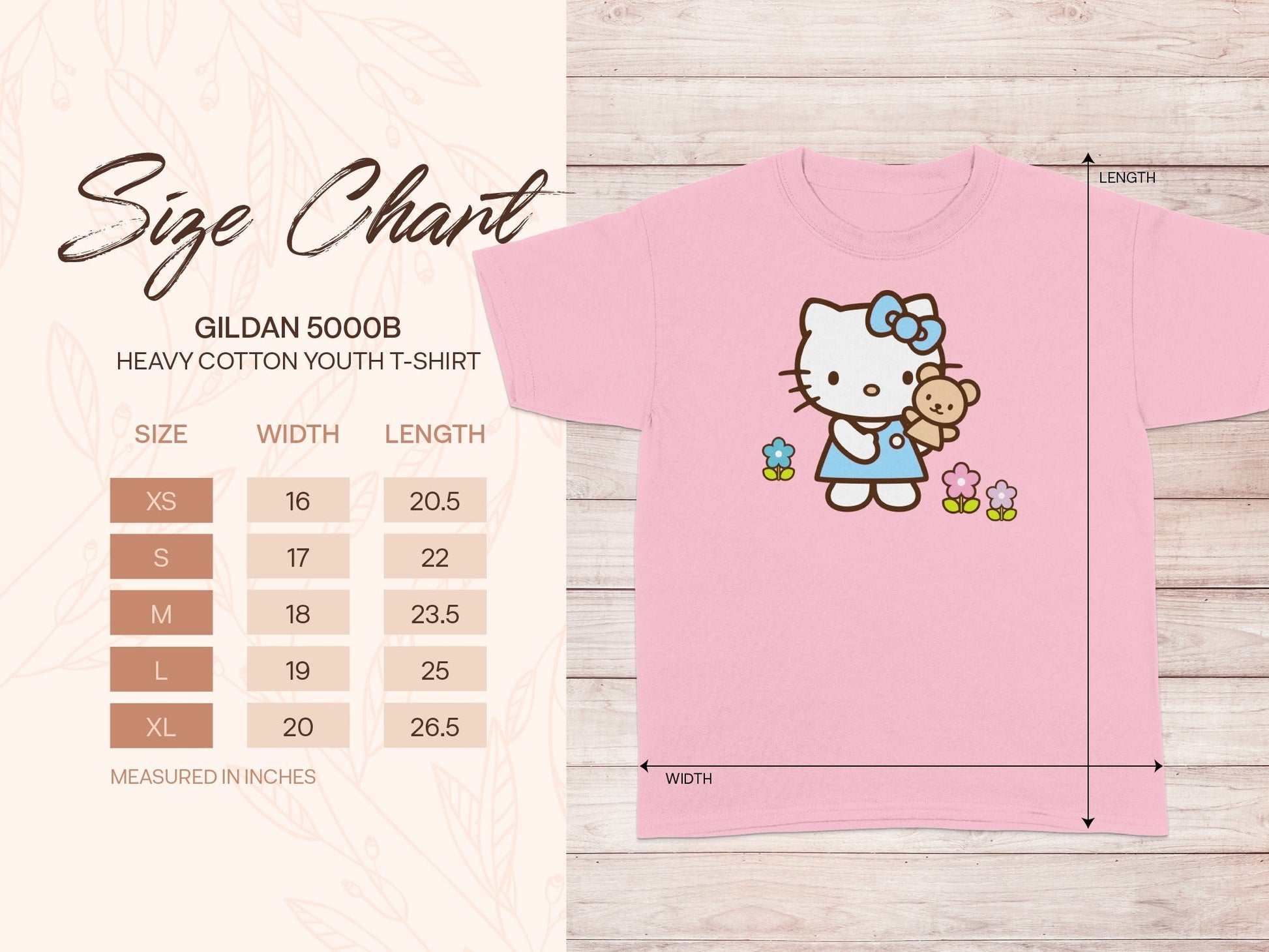 Gildan 5000B Youth T-Shirt Hello Kitty Size Chart Product Type