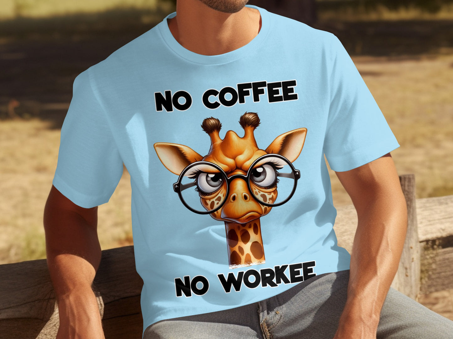 No Coffee No Workee Funny Giraffe Graphic T-shirt