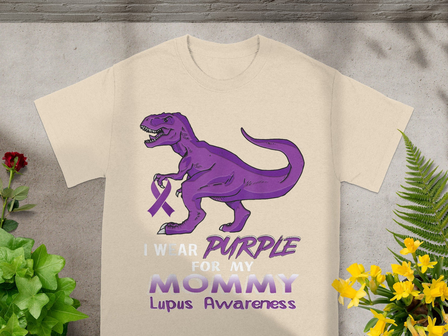 I Wear Purple for Mommy Lupus Awareness T-Rex Shirt