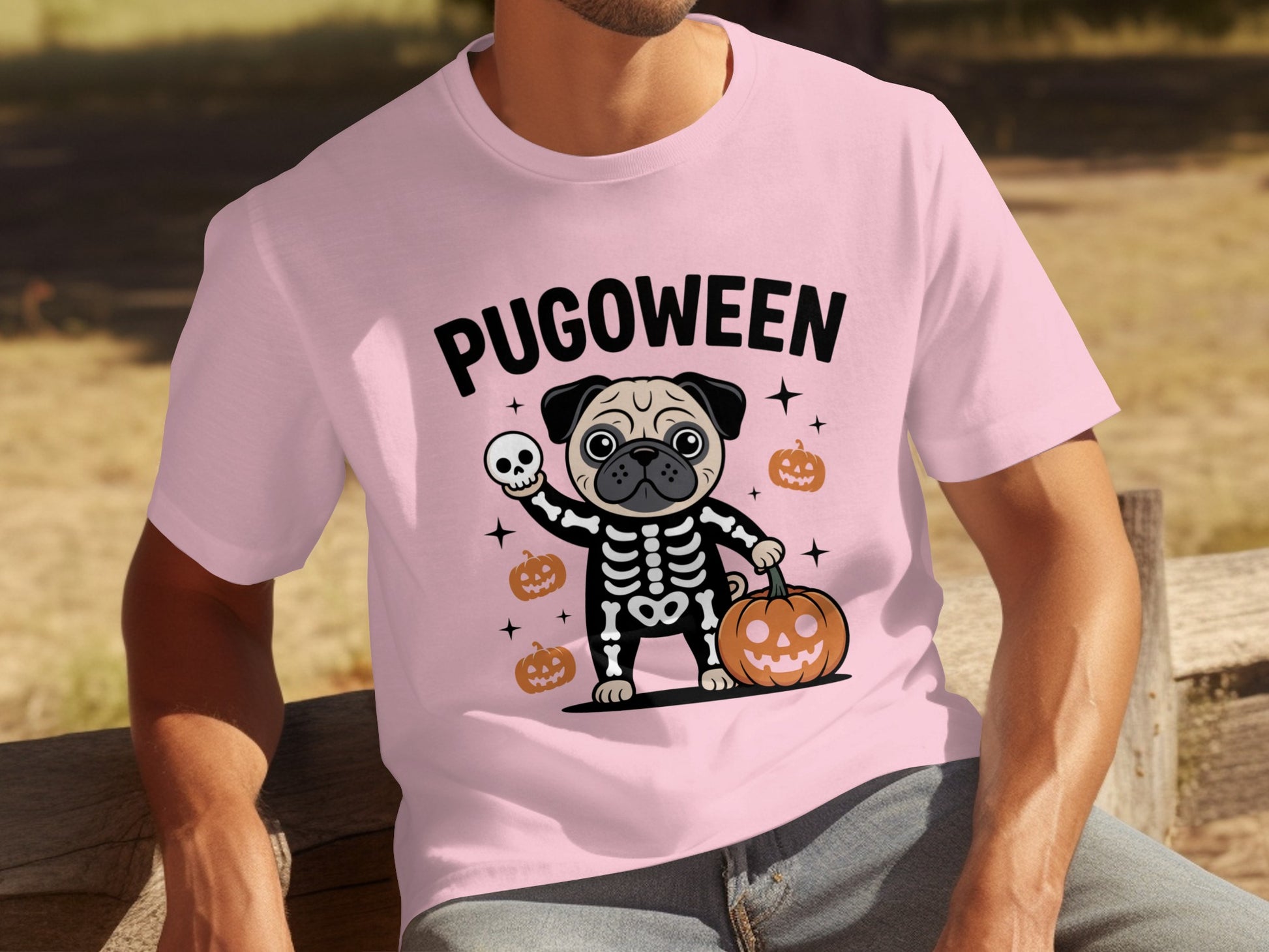 Pugoween Skeleton Pug Halloween T-shirt for Festive Fun