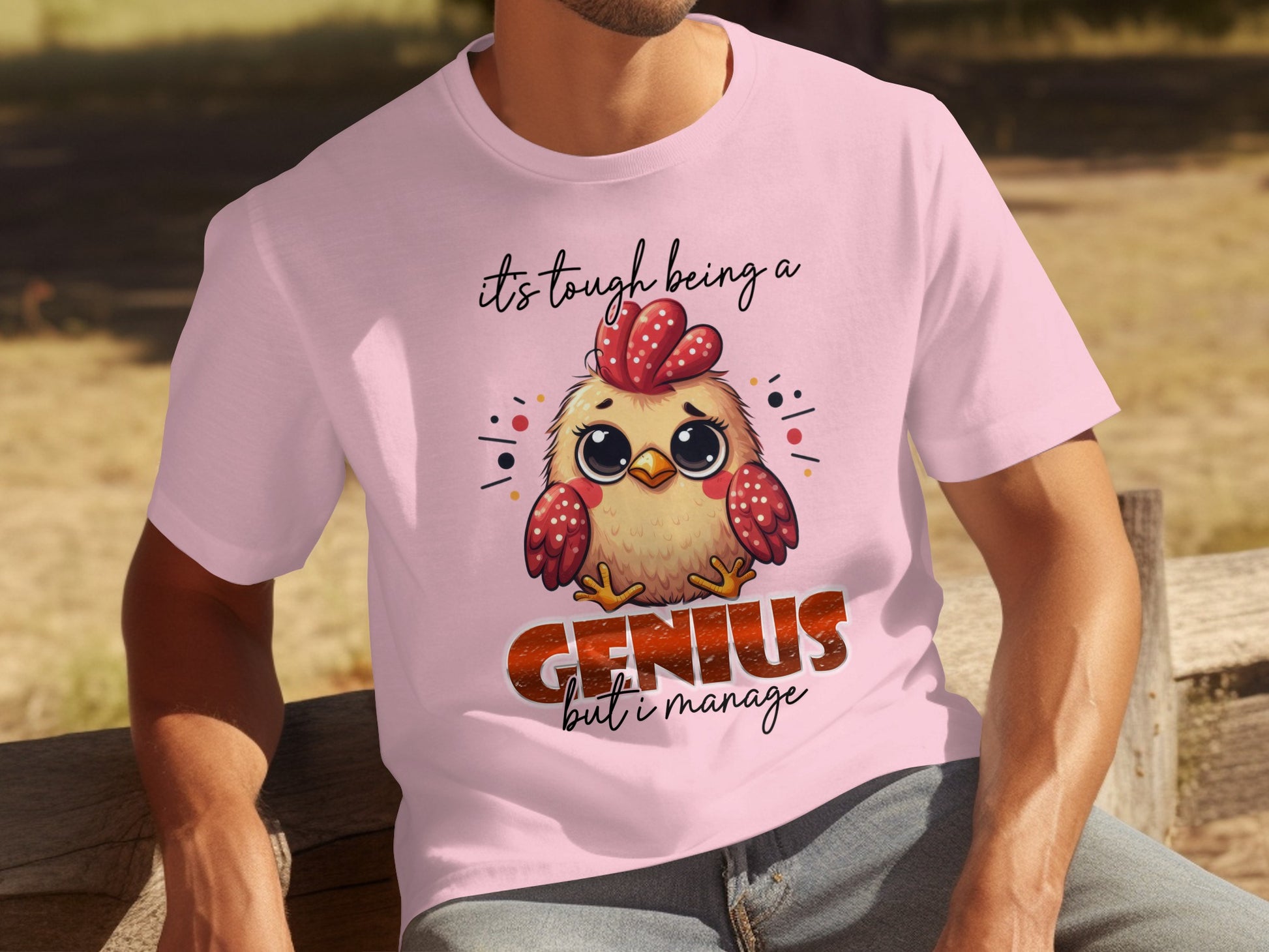 Cute Chicken Illustration It's Tough Being a Genius Shirt