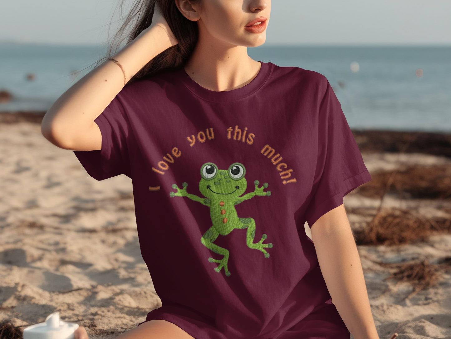 Cute Frog I Love You This Much Graphic Tee Product