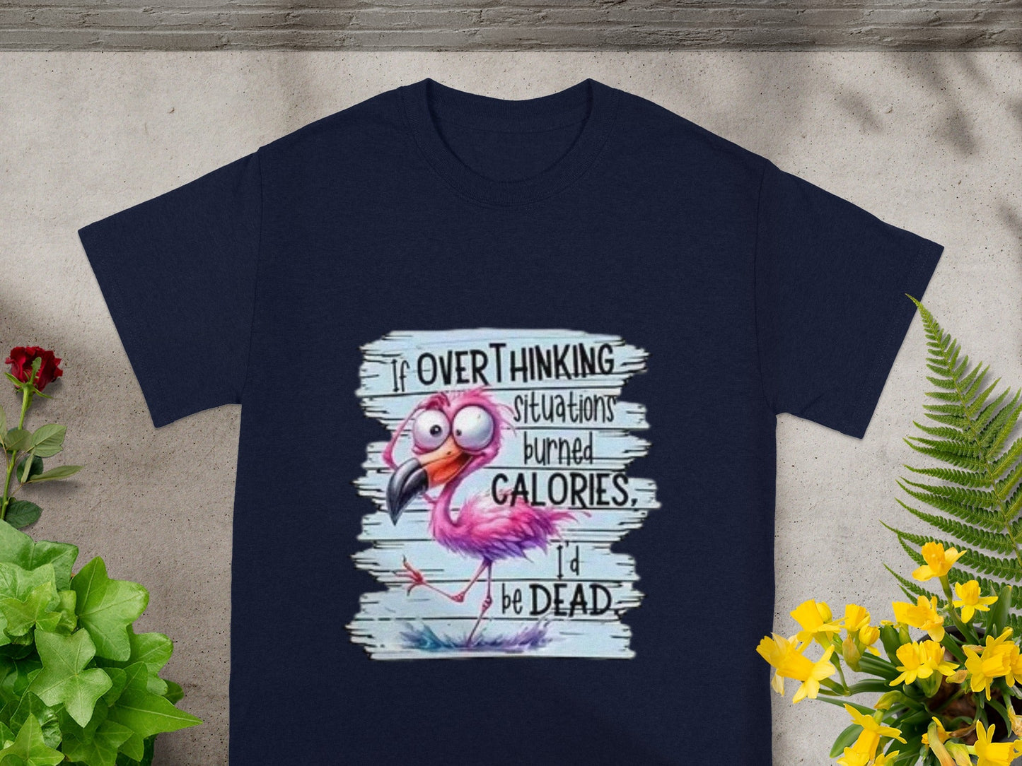 Overthinking Situations Calories Funny Flamingo Shirt