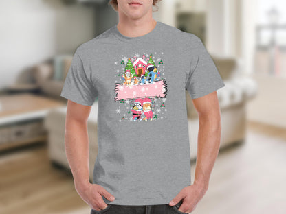 Festive Cartoon Characters Christmas T-Shirt