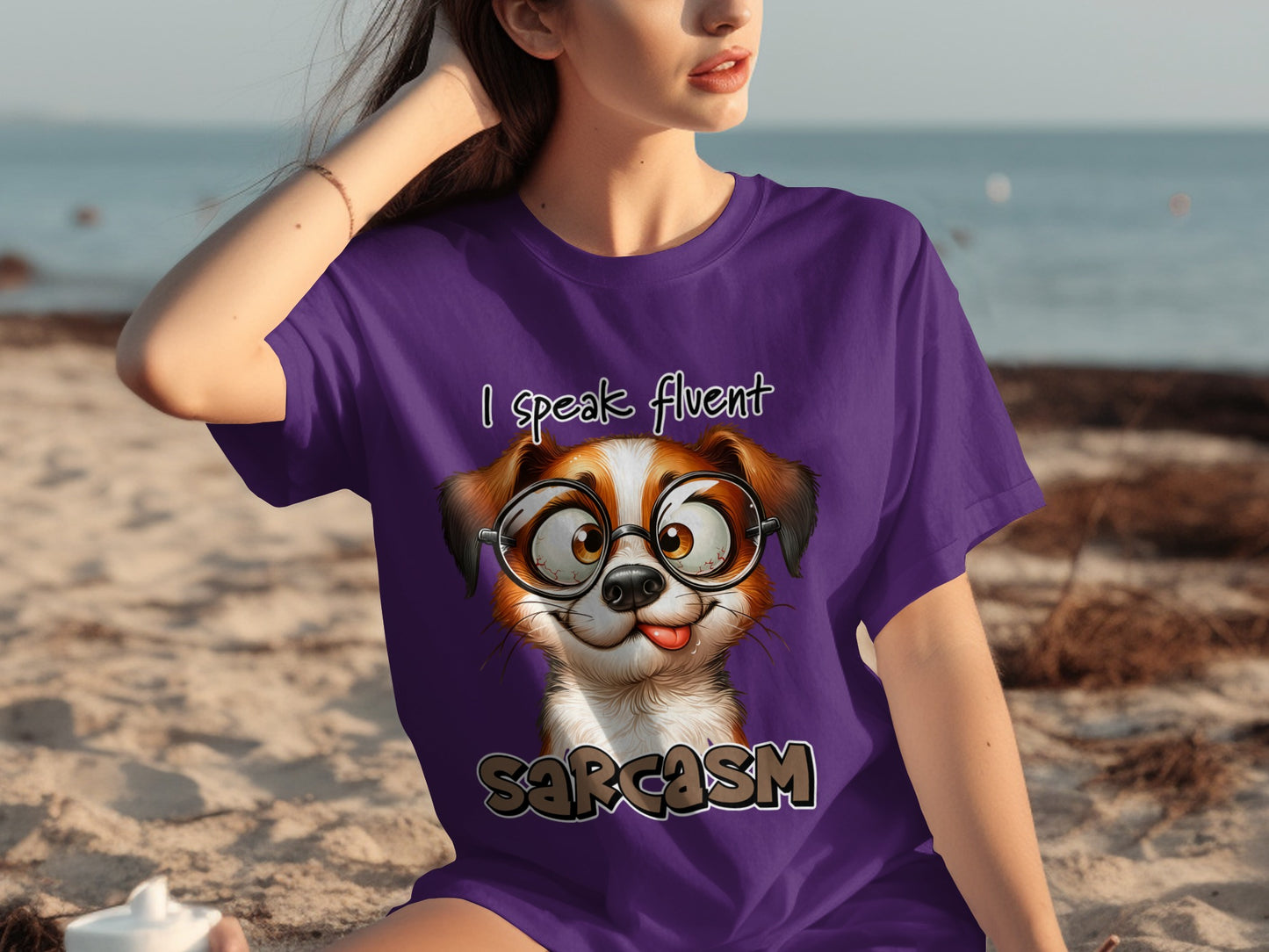 I Speak Fluent Sarcasm Cute Dog Graphic T-Shirt