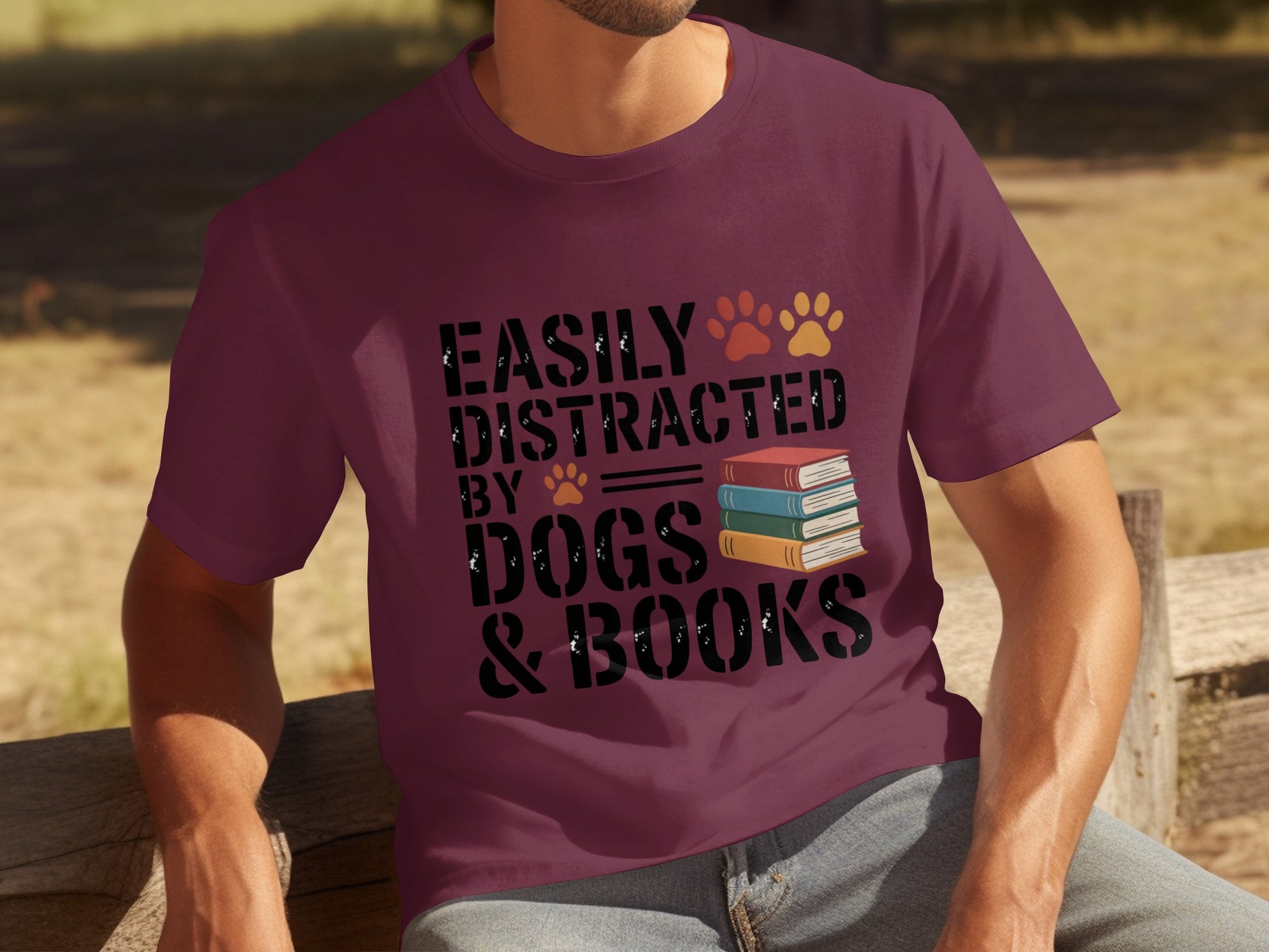 Easily Distracted by Dogs and Books T-shirt