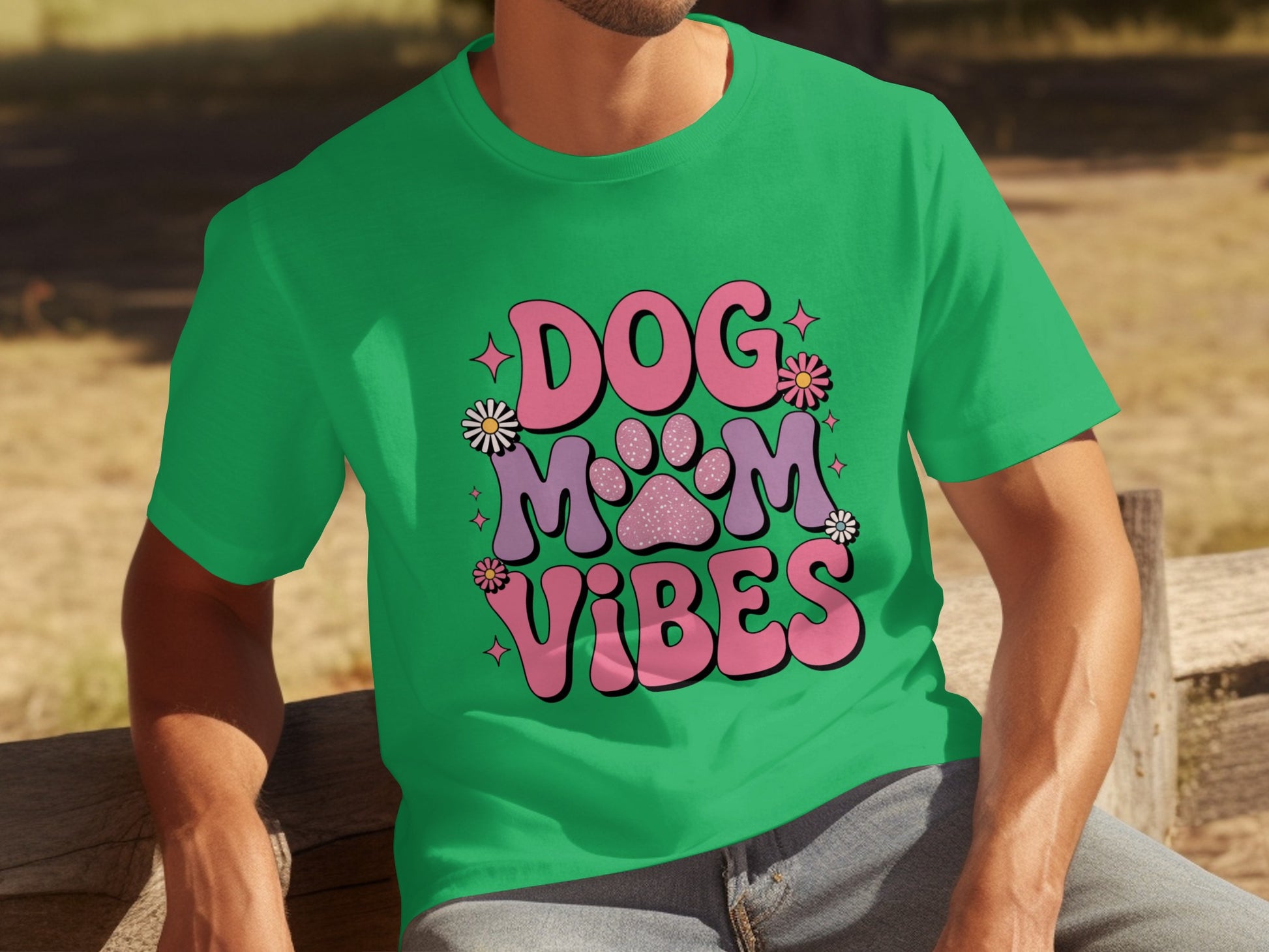 Dog Mom Vibes Graphic Tee for Dog Lovers
