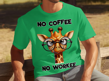 No Coffee No Workee Funny Giraffe Graphic T-Shirt