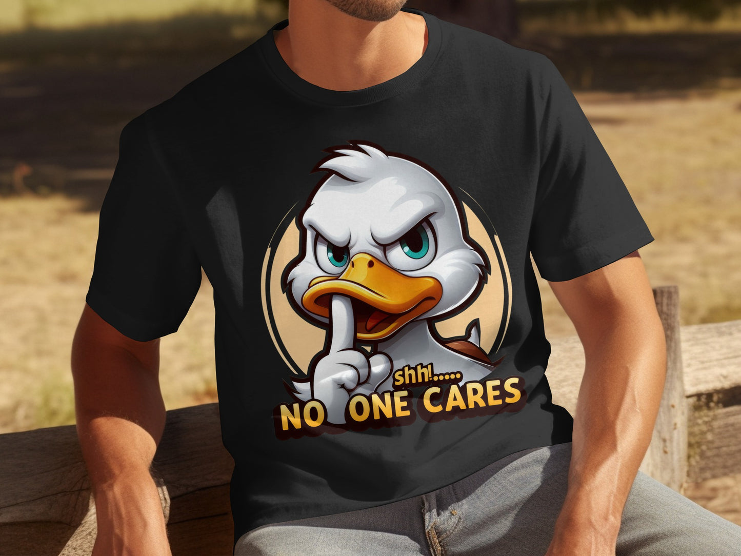 Shh No One Cares Duck Graphic T-Shirt