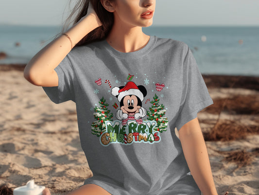 Mickey Mouse Merry Christmas Holiday Tee