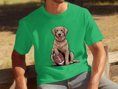 Golden Retriever with Football Green T-shirt product