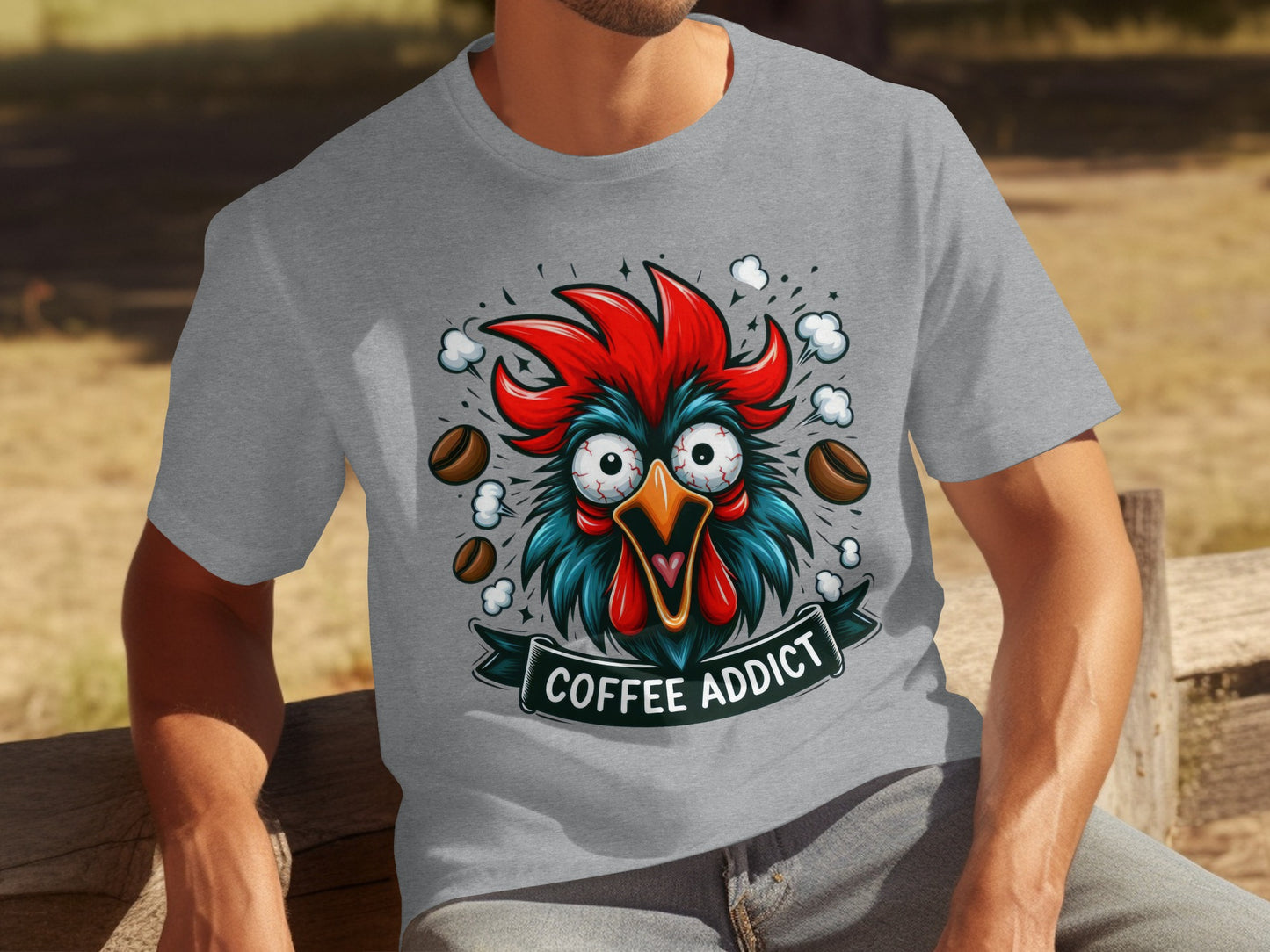 Funny Coffee Addict Chicken Graphic T-shirt