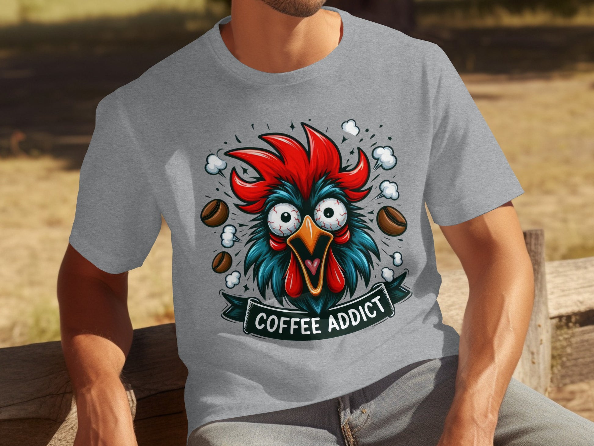 Funny Coffee Addict Chicken Graphic T-shirt