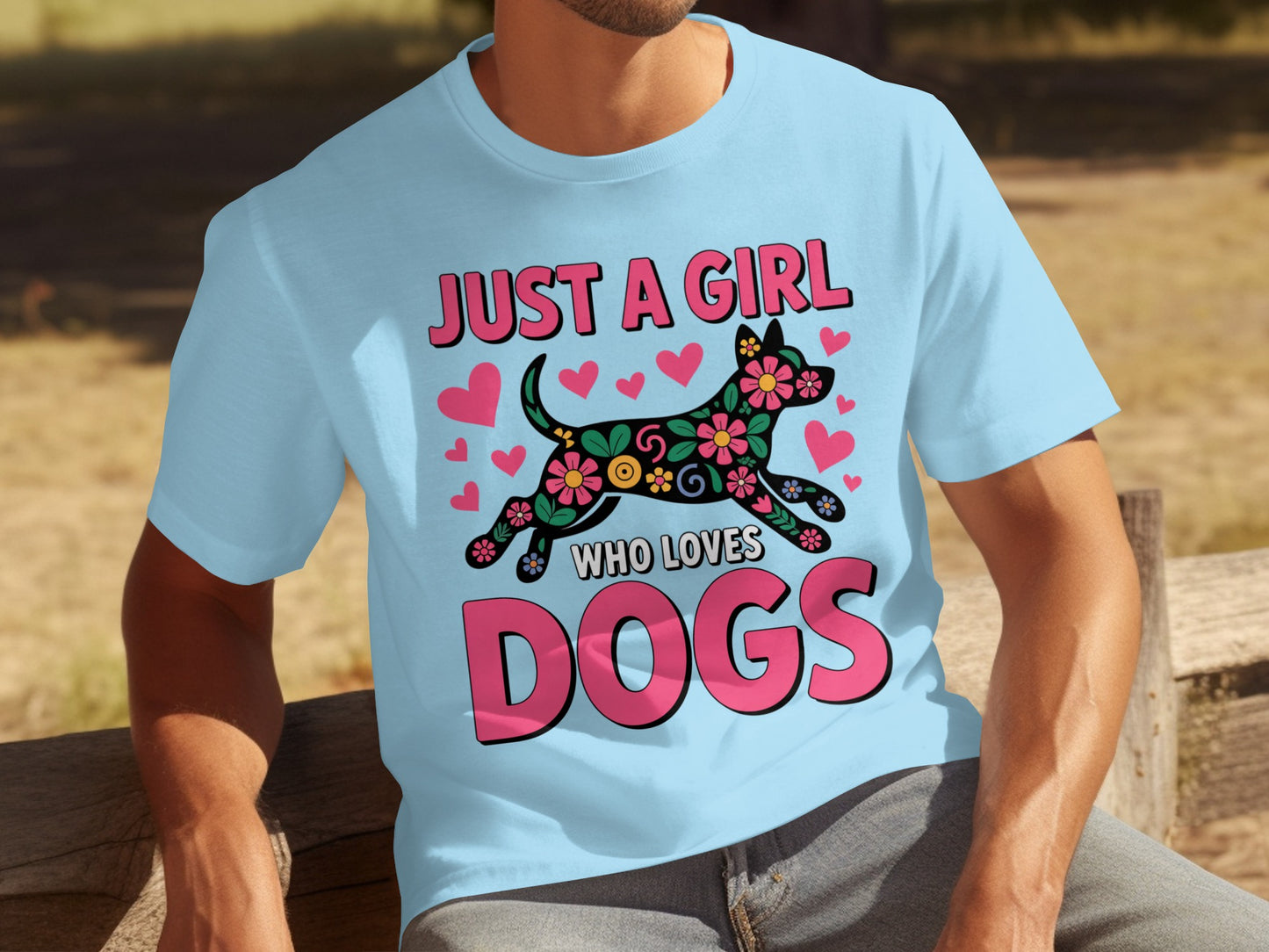 Just A Girl Who Loves Dogs Colorful Hearts T-shirt