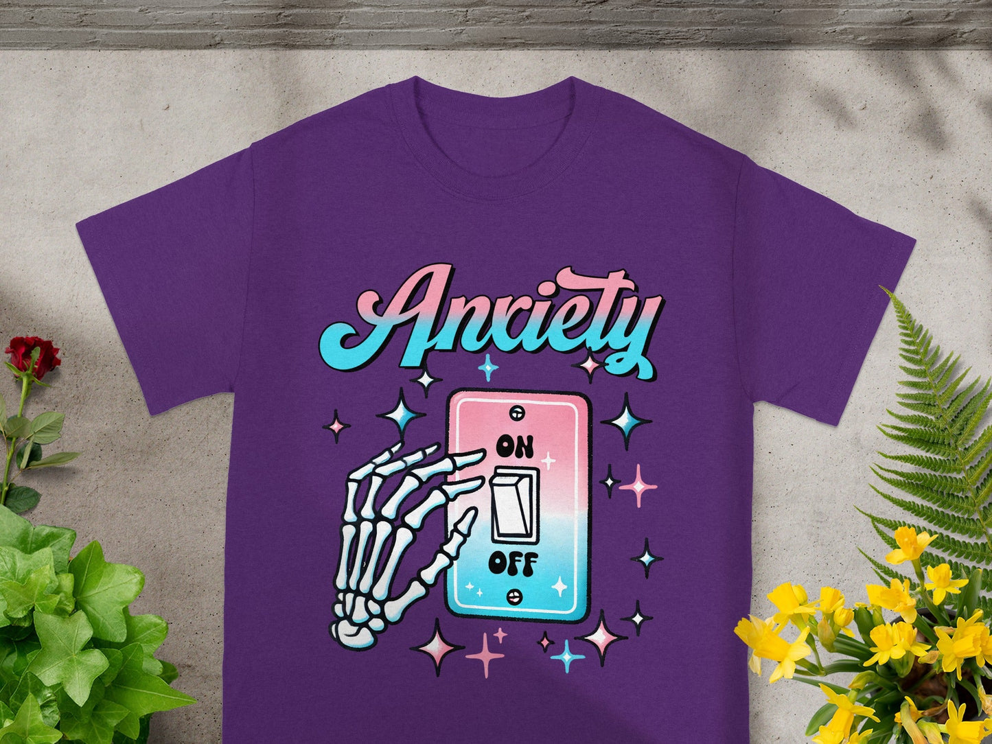 Anxiety On Off Switch Skeleton Hand Graphic Shirt