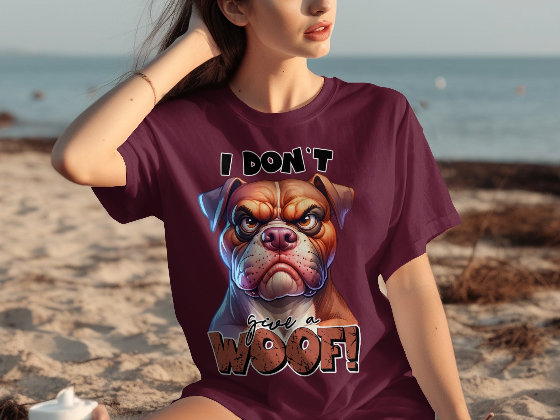 I Don't Give a Woof Dog Face Graphic T-Shirt
