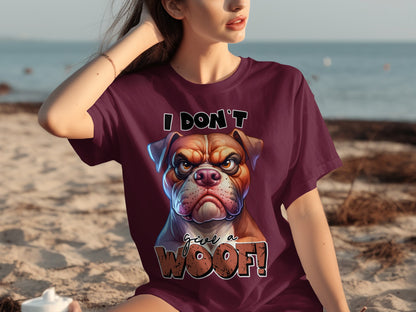 I Don't Give a Woof Dog Face Graphic T-Shirt