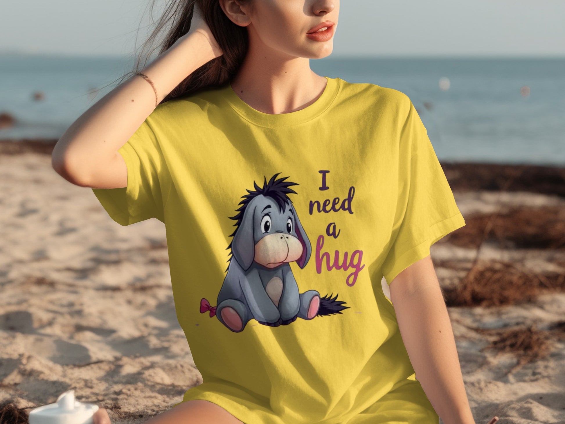 I Need a Hug Eeyore Graphic Design T-shirt