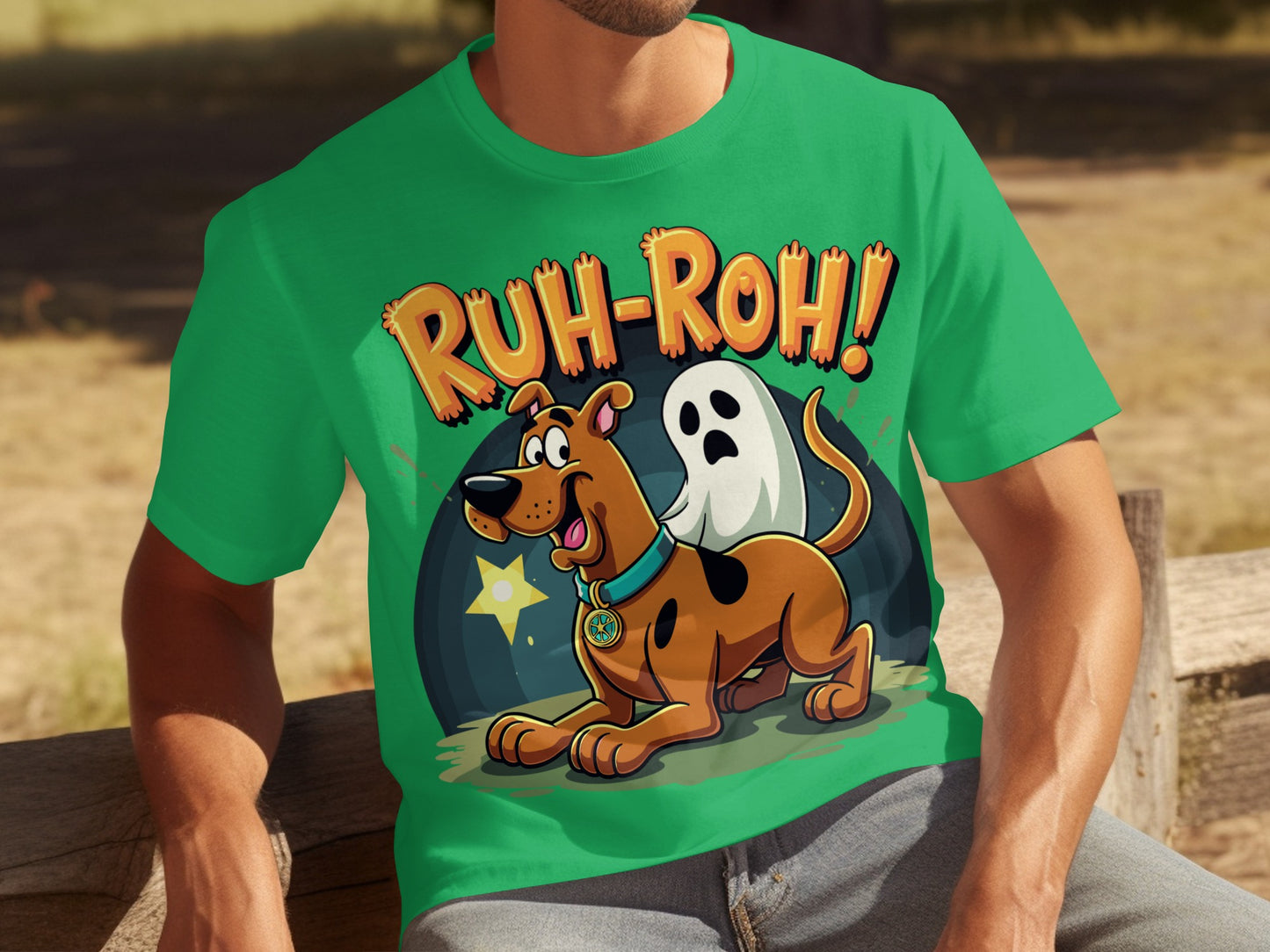 Scooby-Doo Ruh-Roh Green Graphic T-shirt