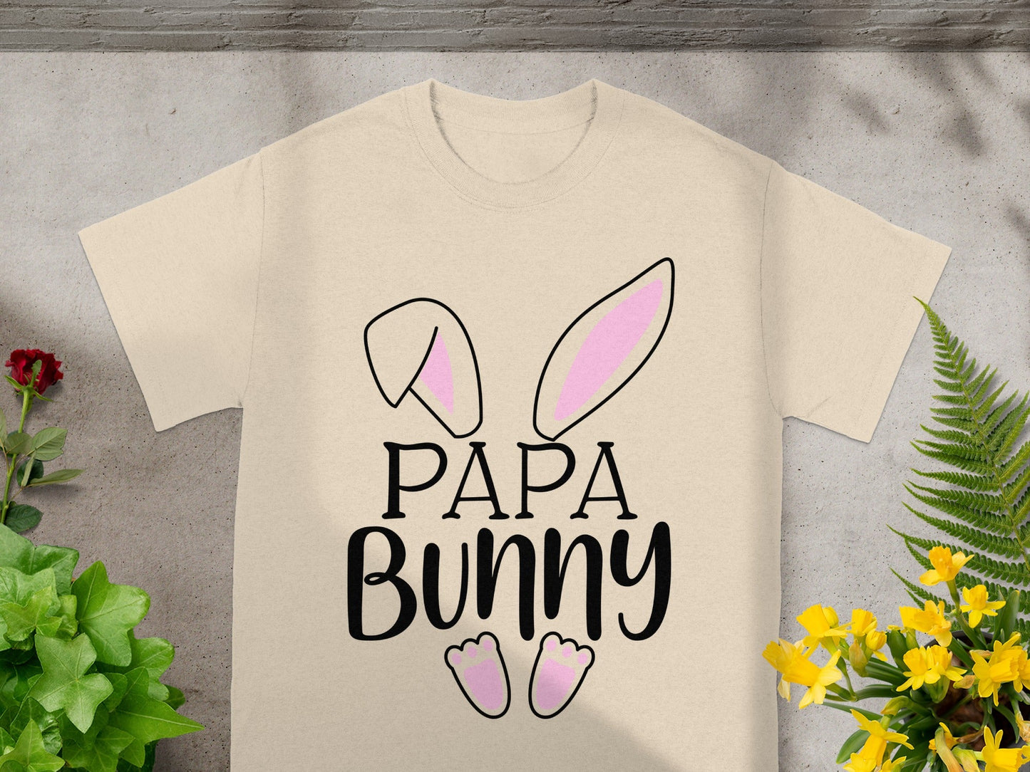 Adorable Papa Bunny Graphic Tee Shirt Father's Day