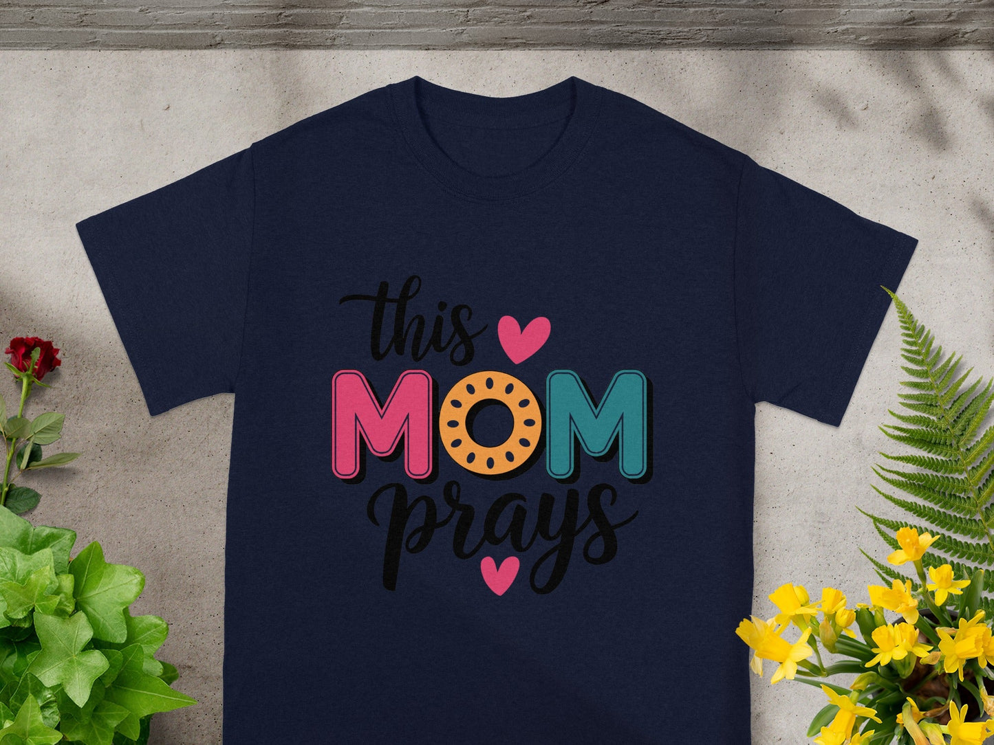 This Mom Prays Colorful Heart Design Shirt