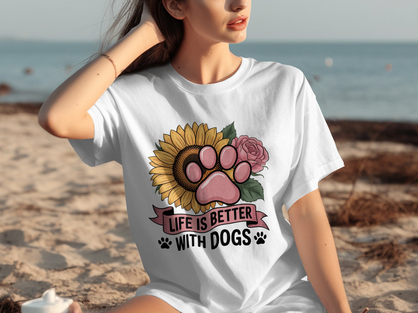 Life Is Better With Dogs Sunflower and Rose Shirt