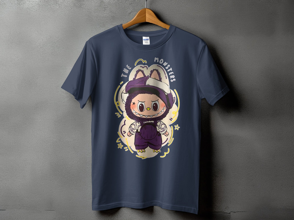 Dark navy t-shirt with a cartoon monster graphic and the text "The Monsters."
