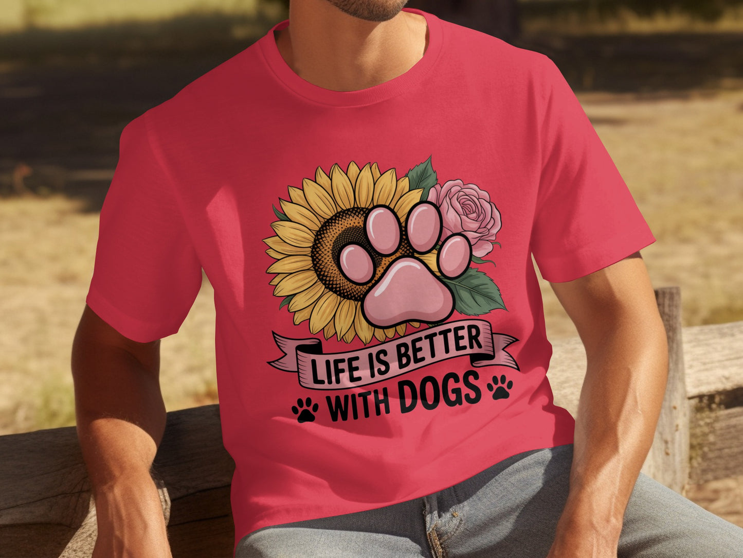 Life is Better with Dogs Sunflower Graphic Shirt