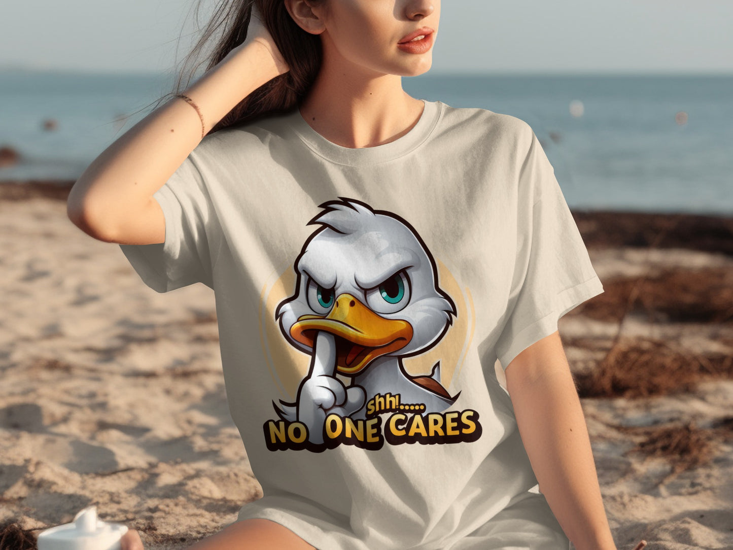 Shhh No One Cares Duck Graphic Tee Product