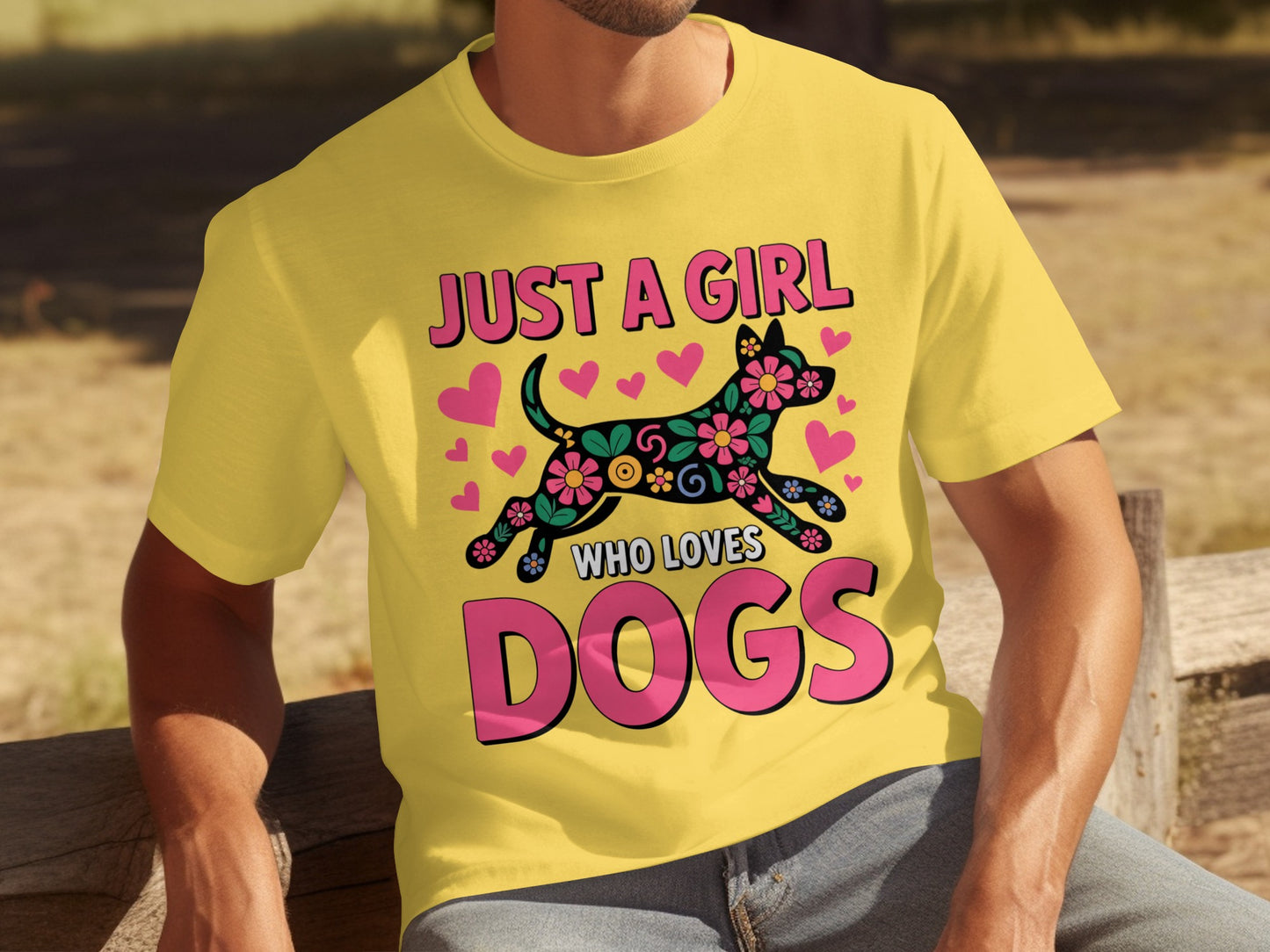 Just A Girl Who Loves Dogs Colorful Hearts T-Shirt