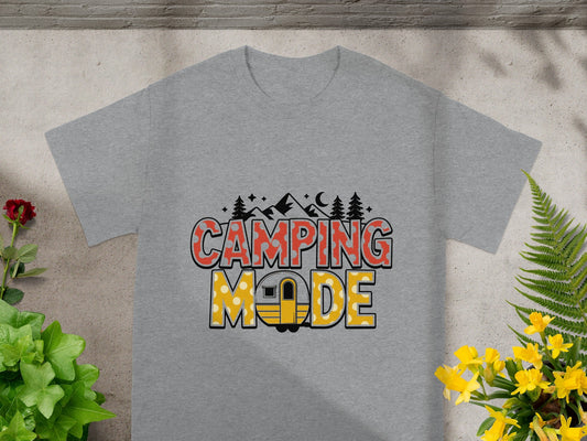 Camping Mode Graphic Tee Perfect for Adventure