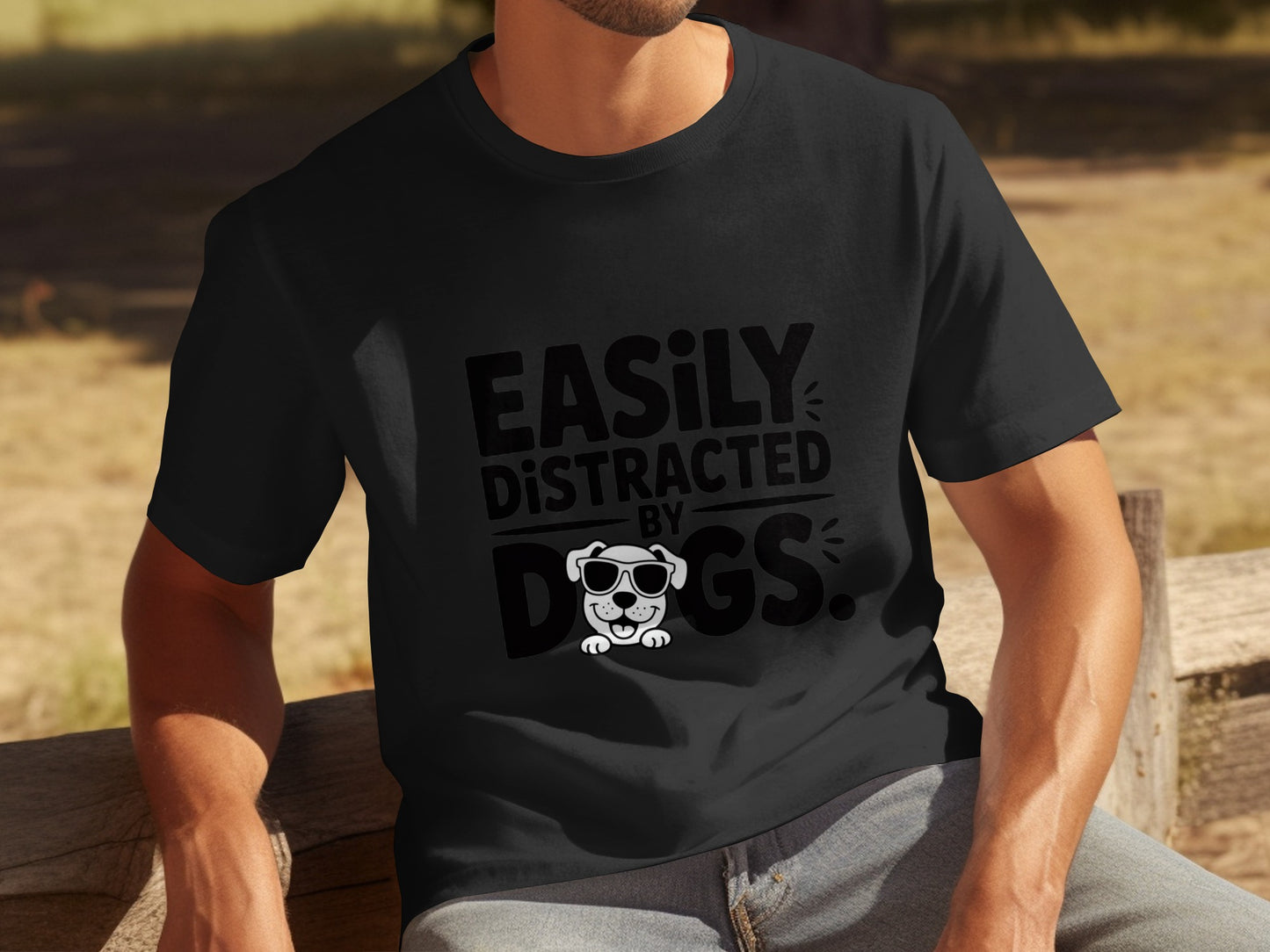 Funny Easily Distracted by Dogs T-Shirt for Pet Lovers