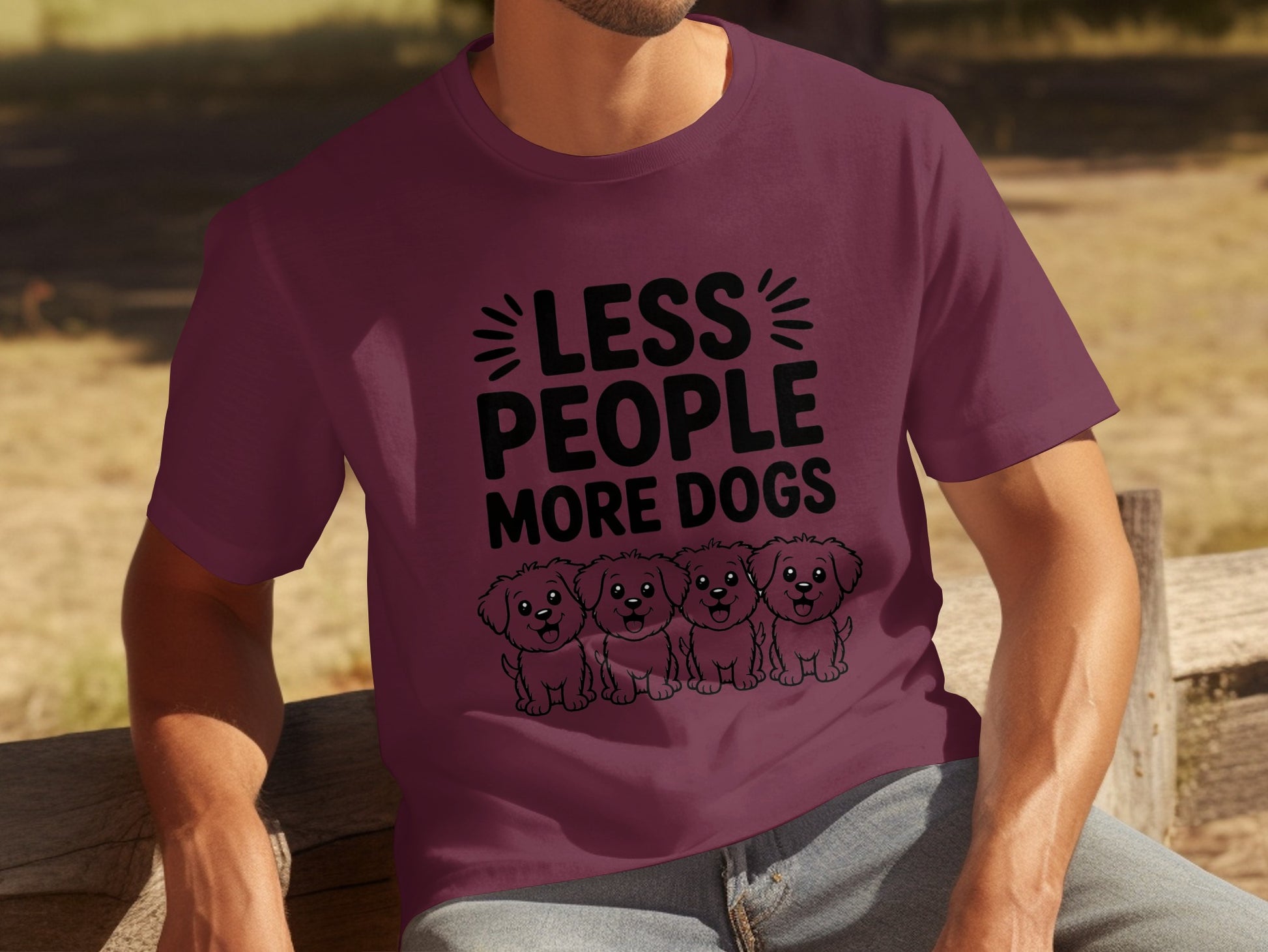 Less People More Dogs with Cute Puppy Design Shirt