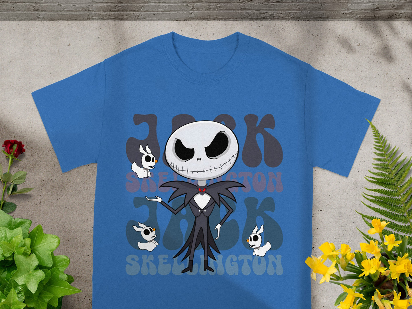 Blue t-shirt with Jack Skellington and "Jack Skellington" text.
