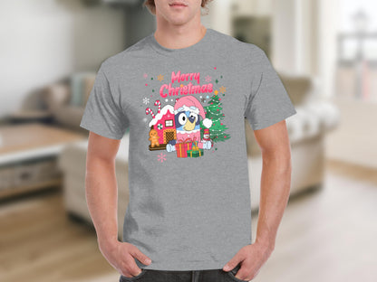 Merry Christmas Cartoon Scene Graphic T-Shirt