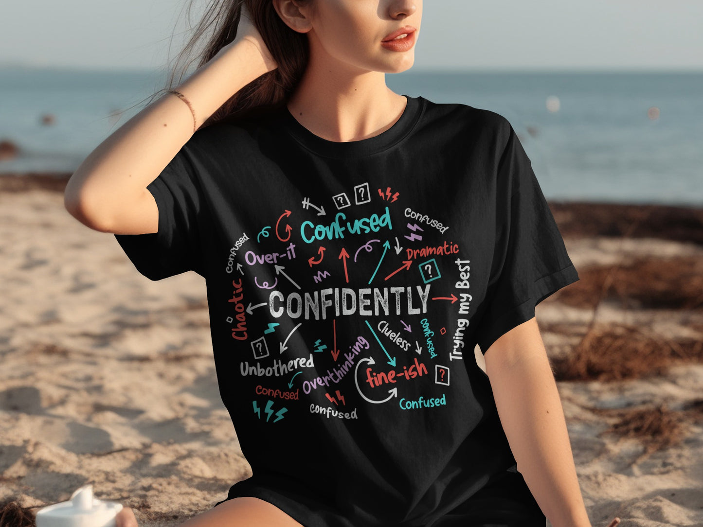 Confidently Graphic T-Shirt with Motivational Words