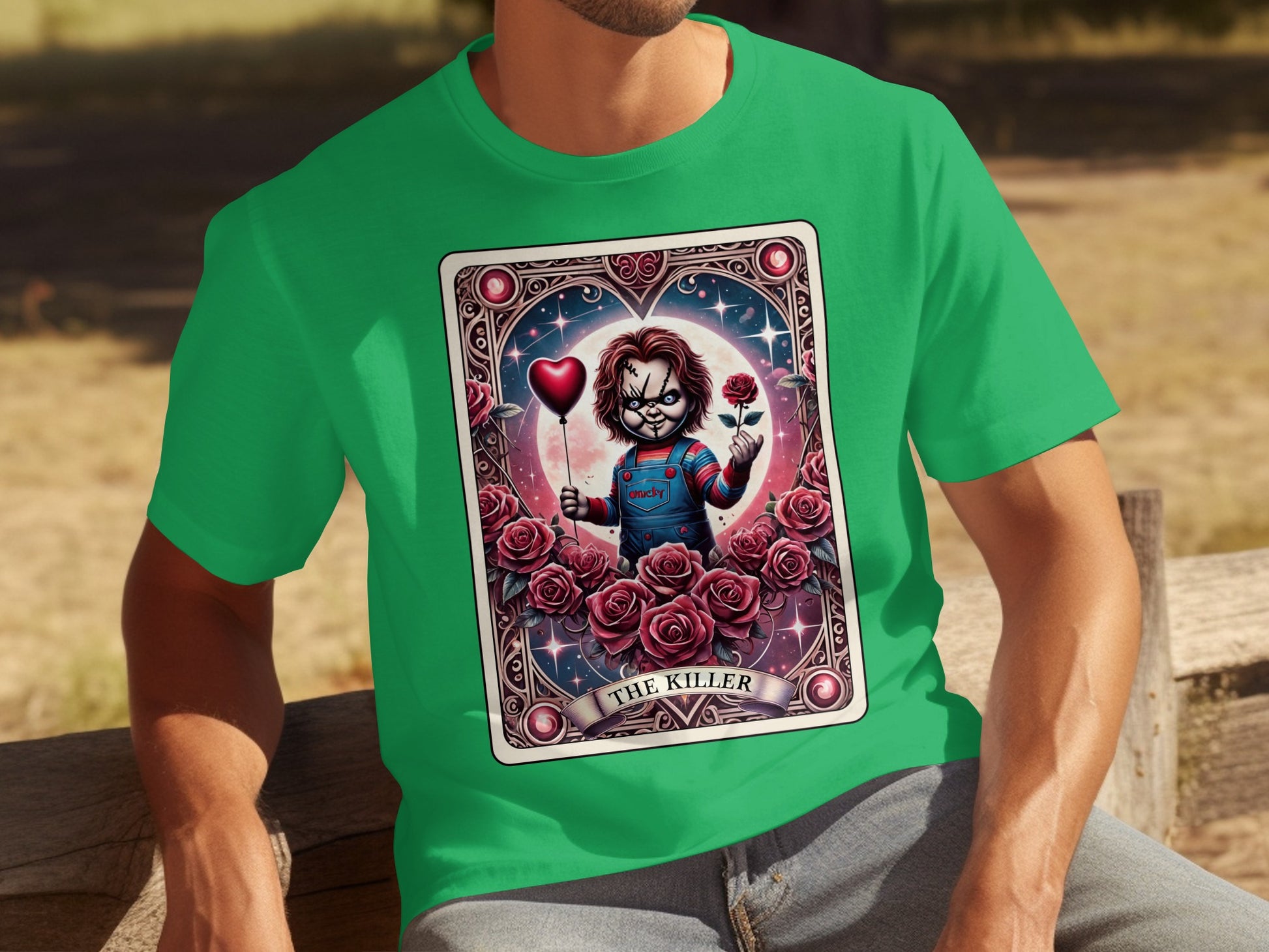 Green T-Shirt with Killer Character Art Design