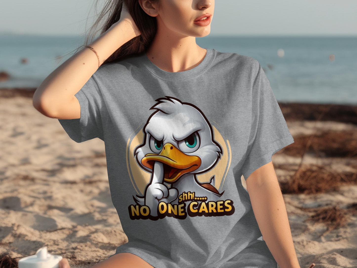 Shhh No One Cares Duck Graphic Women's T-Shirt